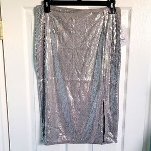 NWT Silver Sequin Skirt